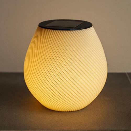 Solar-Tischlampe mit Spiralstruktur | Warmweißes LED-Licht | Modernes Design für Balkon & Terrasse | 12 cm | Solarbetrie