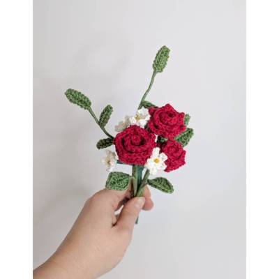 Miniblumenstrauß Rosen gehäkelt | Vintageblumenstrauß | kleine Aufmerksamkeit | Valentinstagsgeschenk