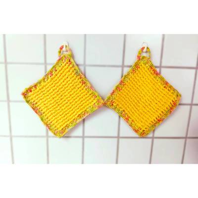 Gehäkelte Topflappen 17 x 17 cm Waffelmuster
