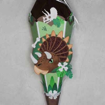 Kleine Schultüte Dinosaurierkopf „Zera“ 41 cm 5-eckig