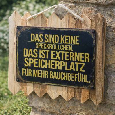 Das sind keine Speckröllchen - das ist Externer Speicherplatz - Blechschild -Wanddekoration auf Altholz - Geschenk