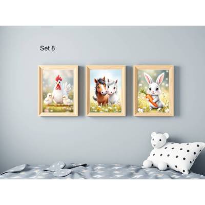 Bauernhof Poster Set Nr. 8/33 | 3er Set von DOPIXIO |  Tiere Kinderzimmer Deko | Digitaler Download 30x40