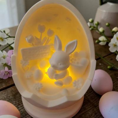 3D-Druck Osterlicht „Frohe Ostern“ – Magische LED Oster-Lampe