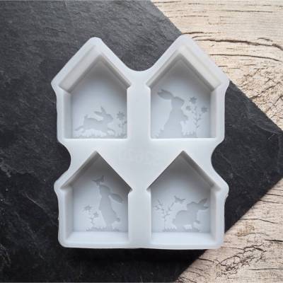 Silikonform ~ Gießform Häuser mit Hasen ~ Frühling ~ Ostern ~ Deko Haus Osterhase