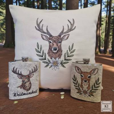 Stickdateien Hirsche & Rehe im Scribble & Shabby Stil ab 10x10 cm | Doro-Collection