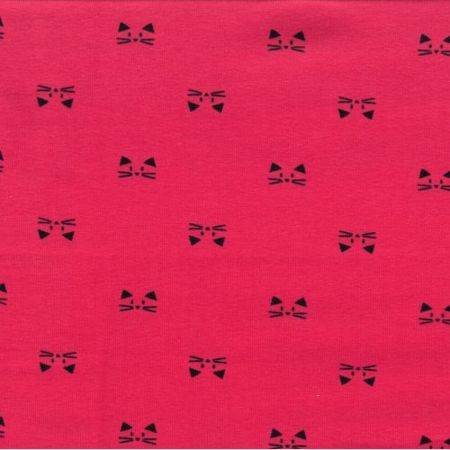Jersey Baumwolle Katze pink-schwarz Oeko-Tex Standard 100(1m/12,-€) Bild 1