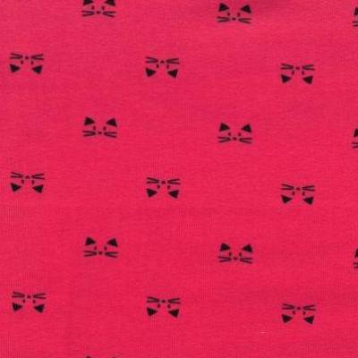 Jersey Baumwolle Katze pink-schwarz Oeko-Tex Standard 100(1m/12,-€)