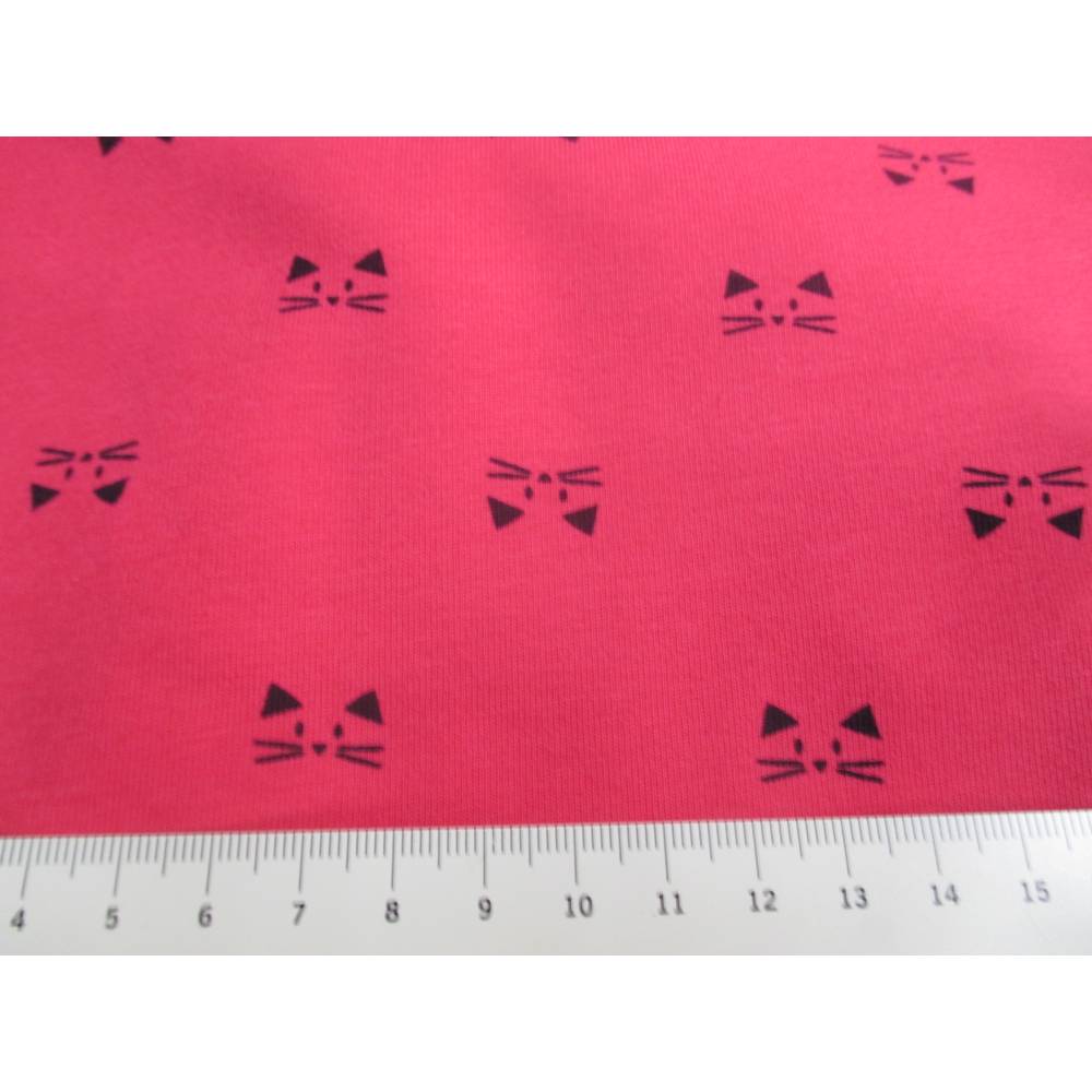 Jersey Baumwolle Katze pink-schwarz Oeko-Tex Standard 100(1m/12,-€) Bild 2