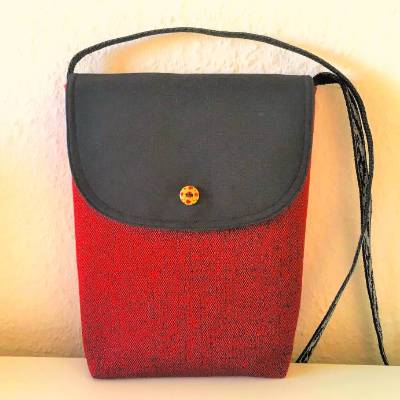 Kleine Umhängetasche Schultertasche rost-schwarz-meliert mit Klappe Magnetverschluß