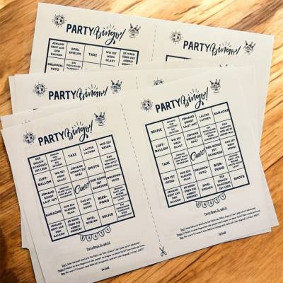 Party Bingo zum Ausdrucken – Lustiges PDF Partyspiel, Trinkspiel & Eisbrecher | 10 Bingo Karten