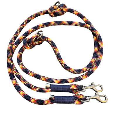 Hundeleine 10 mm, verstellbar, Tauleine, blau, bunt, 2 Karabiner, 2 Ringe, Länge ca. 2 m