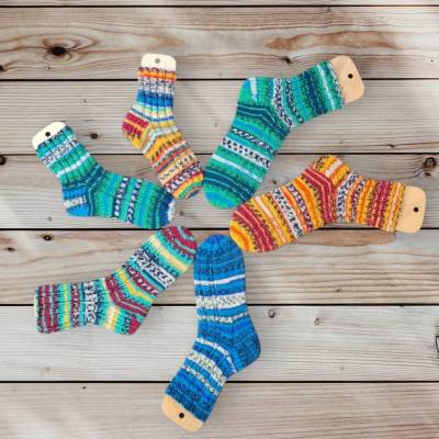 Handgestrickte Wollsocken ohne Bündchen – dick, warm & bequem aus Schurwolle (Gr. 32–43)