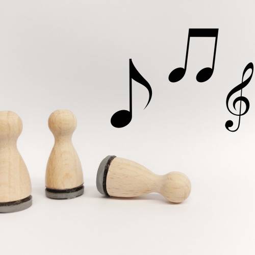 Ministempelset Noten | Musik Noten | 3 Stempel mit 12mm Durchmesser | Holzstempel für Songs & Lieder | Violinschlüssel A
