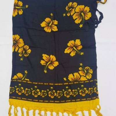 Damen-Tuch / Wickelrock mit  2 Bändern, neu, mit Fransen, 110 x 75 cm, schwarz-gelb