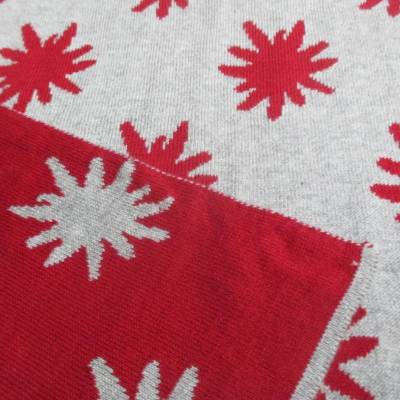 Strickstoff Baumwolle Doublefacestrick rot - grau  Oeko-Tex Standard 100(1m/32,-€ )