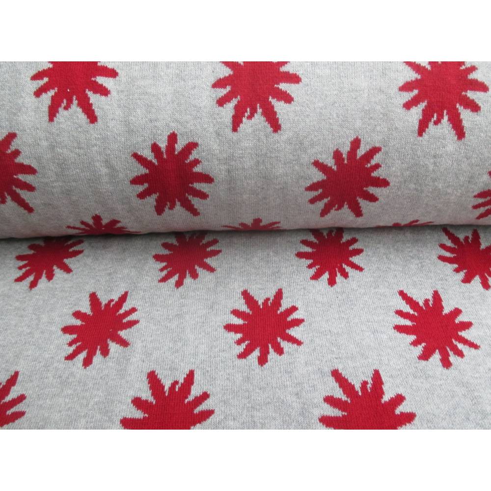 Strickstoff Baumwolle Doublefacestrick rot - grau  Oeko-Tex Standard 100(1m/32,-€ ) Bild 3