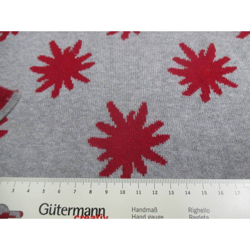 Strickstoff Baumwolle Doublefacestrick rot - grau  Oeko-Tex Standard 100(1m/32,-€ ) Bild 5