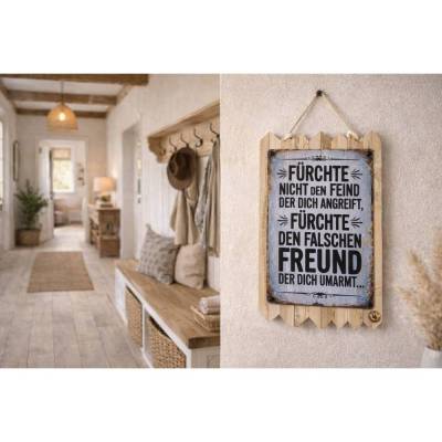 Freches Blechschild auf Altholz - Spruchschild Deko - Geschenkidee auf Altholz 40 x 25cm