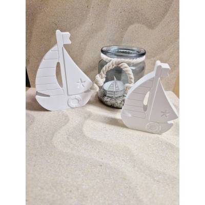 Segelboote aus Gießmasse - 2er Set – Maritime Deko für Zuhause, Sommer & Geschenkidee