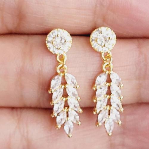 Braut Ohrringe, Hochzeitschmuck Gold mit Zirkonia,Vergoldete Ohrstecker