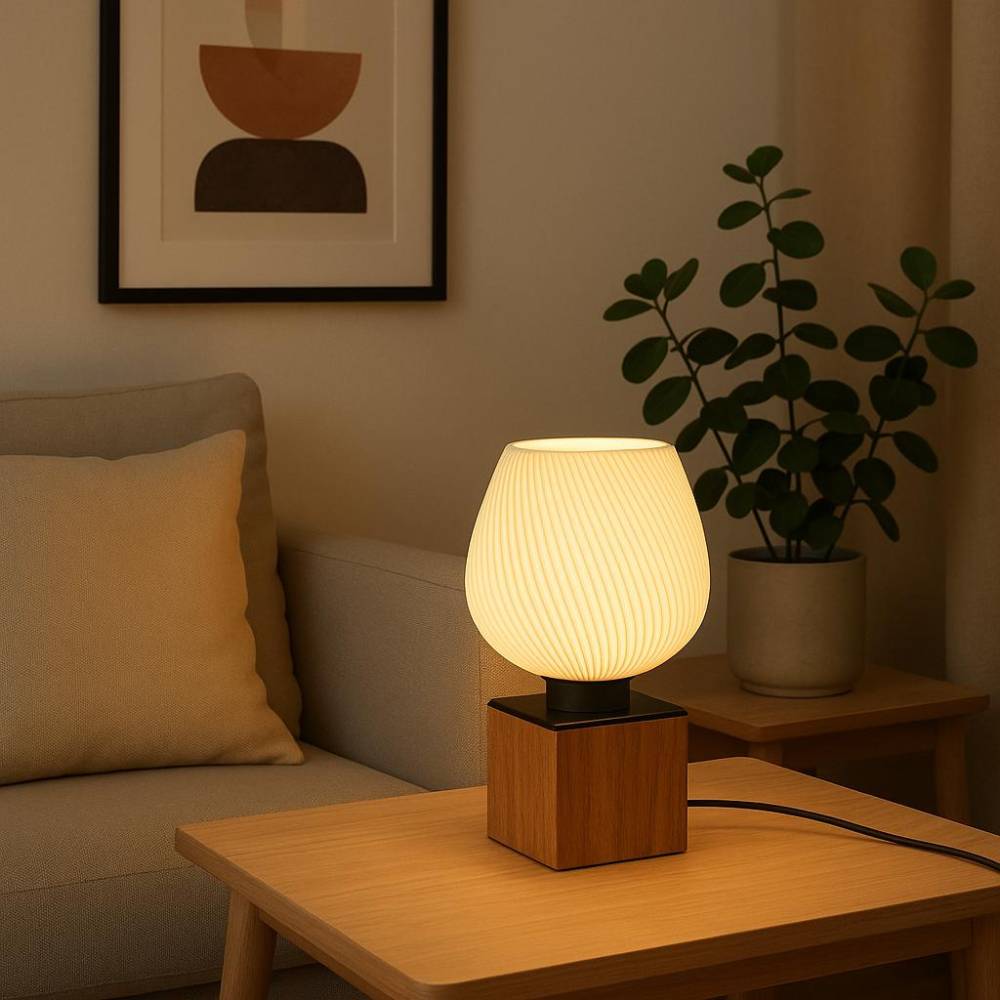 Tischlampe Eiche – Handgemachte Designlampe aus Holz & 3D-Druck | Skandinavisch & Minimalistisch Bild 1