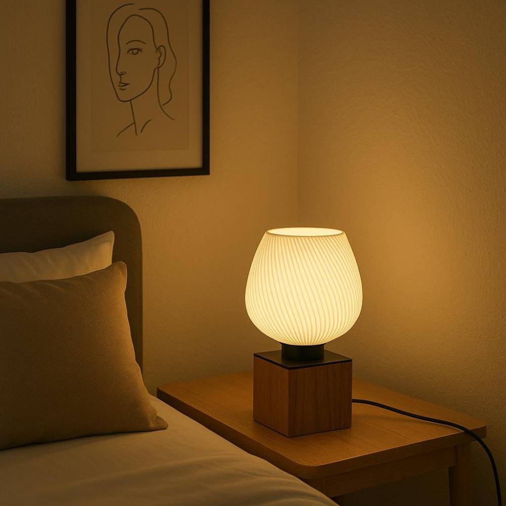 Tischlampe Eiche – Handgemachte Designlampe aus Holz & 3D-Druck | Skandinavisch & Minimalistisch Bild 3