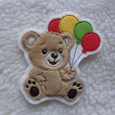 Süsser Teddy, Bär, Teddybär mit Luftballons Patch Aufnäher