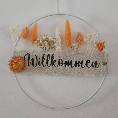 Trockenblumen Ring Willkommen Deko Wand Tür
