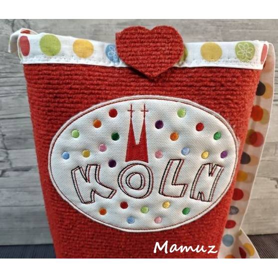 Köln Konfetti Button, ITH Stickdatei, 2 Dateien, für Karneval, Fasching, Fasnet, Köln Bild 1