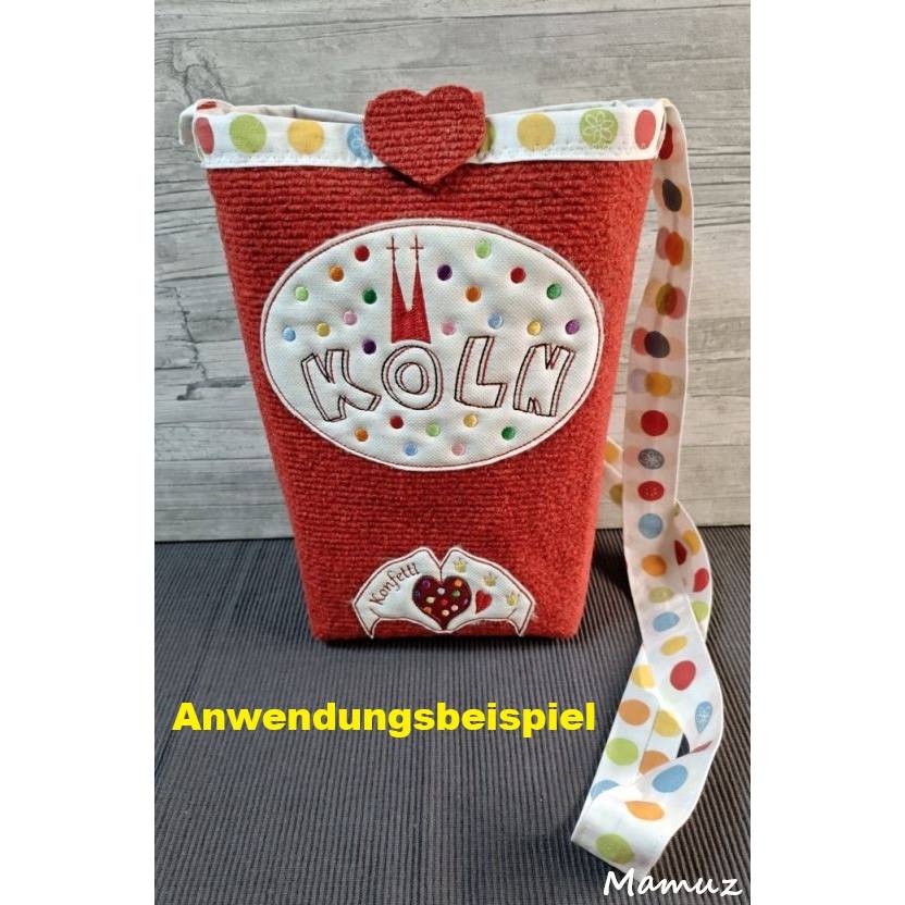 Köln Konfetti Button, ITH Stickdatei, 2 Dateien, für Karneval, Fasching, Fasnet, Köln Bild 2