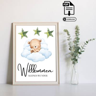 Geldgeschenk Geburt - Babyparty Junge Boy Baby - Geschenkidee zur Geburt - Geldgeschenk zum Selberdrucken als PDF - 