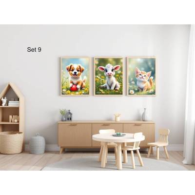 Bauernhof Poster Set Nr. 9/33 | 3er Set von DOPIXIO |  Tiere Kinderzimmer Deko | Digitaler Download 30x40