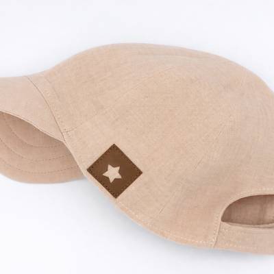 Basecap Kinder beige aus Musselin – Schirmmütze mit Sternlabel & Klettverschluss