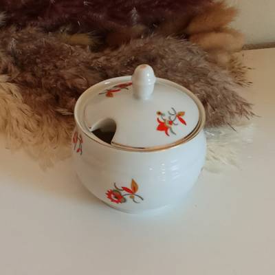 Arzberg Bavaria Zuckerdose – 50er/60er Jahre – florales Dekor mit Goldrand