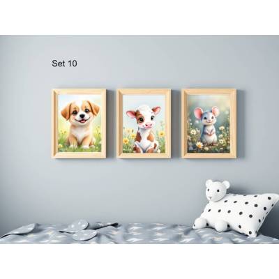 Bauernhof Poster Set Nr. 10/33 | 3er Set von DOPIXIO |  Tiere Kinderzimmer Deko | Digitaler Download 30x40