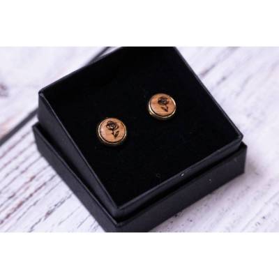 Holzohrstecker - Rose