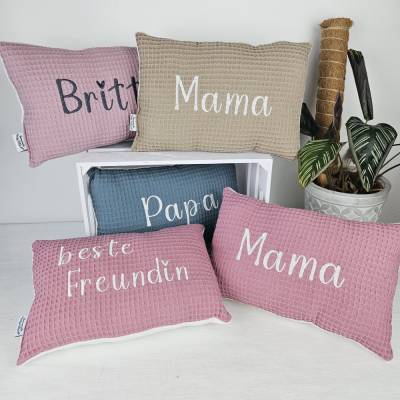 kleines Kissen, Nacken Reisekissen, Geschenk Muttertag Vatertag, Kuschelkissen, Kissen 20x30, persönliches Geschenk 