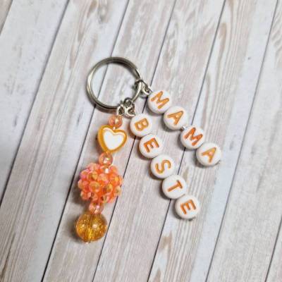 Schlüsselanhänger Beste Mama – Handgemacht mit Buchstabenperlen – Geschenk Muttertag 5,5 cm