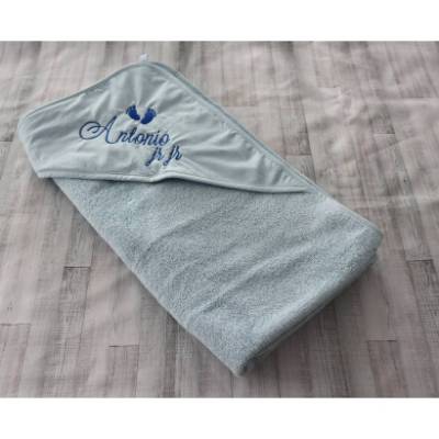 Kapuzenbadetuch XXL personalisiert 100 x 100 cm Füßchen Handtuch Geschenk zur Geburt Taufe Geburtstag Badetuch