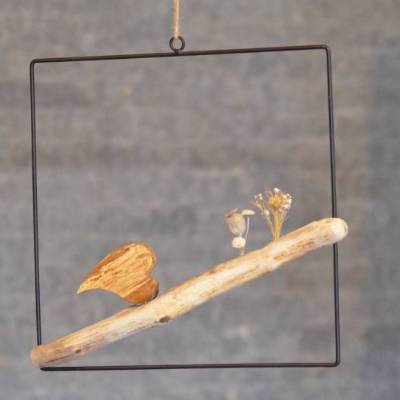 Fensterdeko Metallrahmen Quadrat 30x30 Herz Ring Dekoration