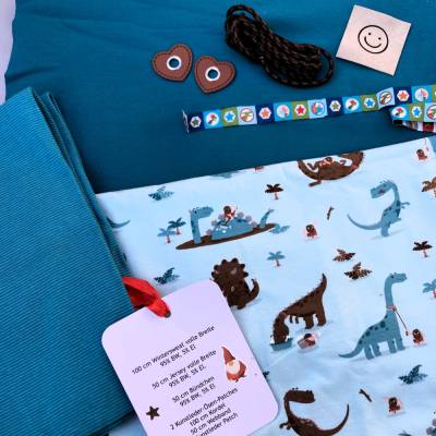 Nähpaket, Stoffpaket, Wintersweat petrol, Baumwolljersey, Bündchen, Zubehör