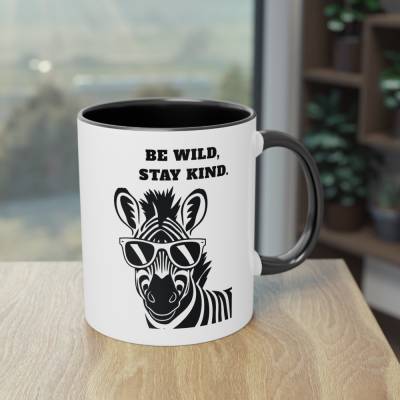 Be Wild Stay Kind Tasse mit Zebra – Lustige Tier-Tasse mit Statement Spruch – Geschenk für Tierfreunde, Kollegen & Trend