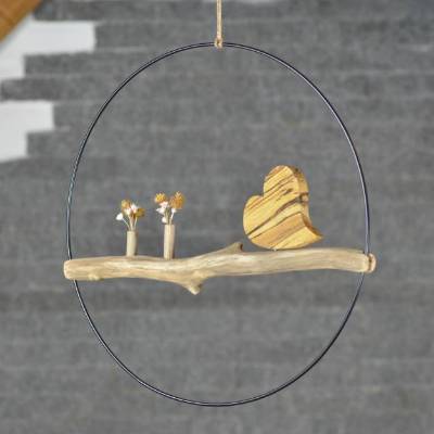 Hängende Fensterdeko Eiche Ring Dekoration 38 cm