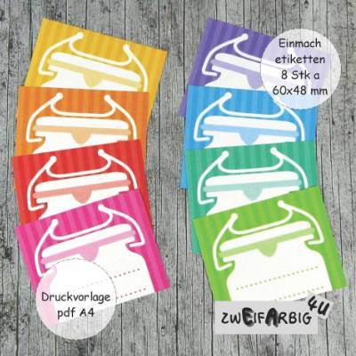 Einmachetiketten **Regenbogen1** pdf-Druckvorlage Etiketten zum Selberdrucken Marmelade Eingemachtes
