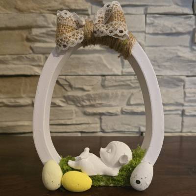 Osterdekoration - Ostereier mit Schleife und Baby Reh - Rentier -