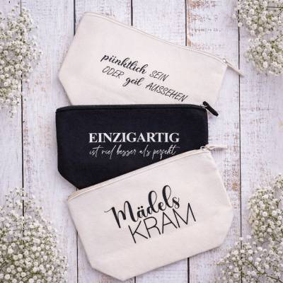 Kosmetiktasche mit Glitzer-Schrift – stilvoll & praktisch zugleich