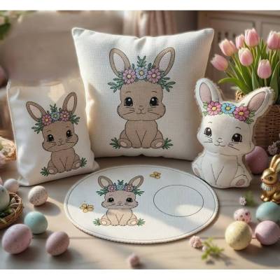 Stickdatei Hase Set 2638 ab 20x28 Rahmen – Mug Rug, Lichtbeutel, Kuscheltier In the Hoop, Osterdeko