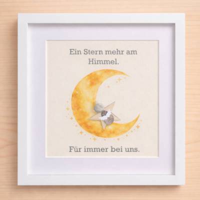 Gedenkbild Sternenkind Mond aus Naturstein & Holz – Unikat personalisierbar, STB-422