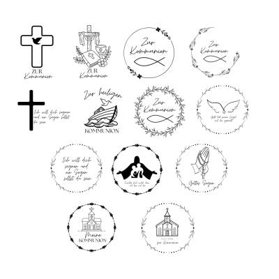 Kommunion Bundle PNG SVG Datei - Download Plotterdatei - Plotter File - Kirche Fisch Bibel Kreuz Christlich Cricut 
