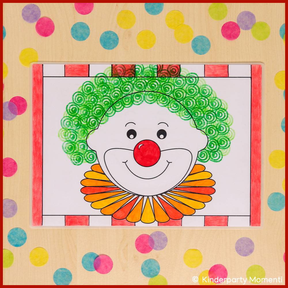 Drei Clown Ausmalbilder zum Basteln von Tischsets für fröhliche Kinderpartys Bild 2
